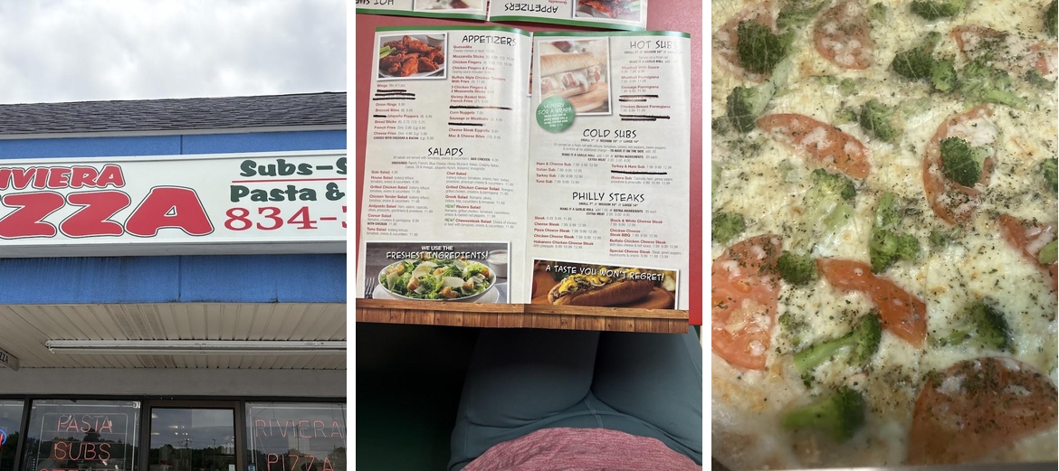 Riviera Pizza Menu